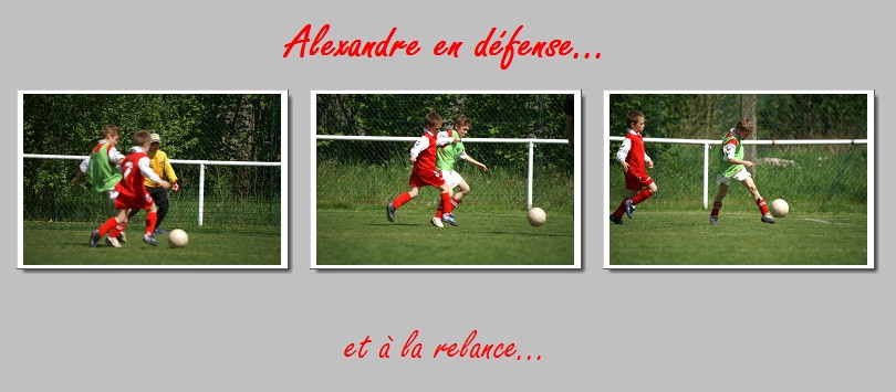 PICT9242.jpg - Alexandre revient sur un attaquant qui filait au but, coupe sa course en lui reprenant le balon, et relance sur le côté. A montrer et remontrer sur tableau noir.